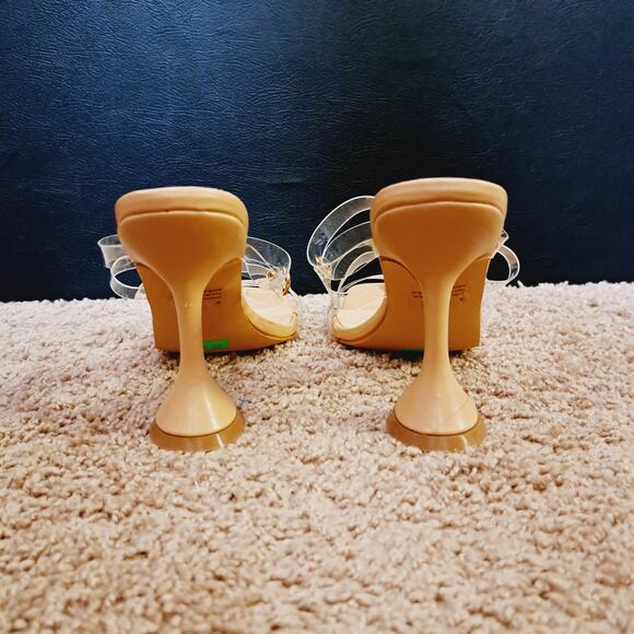 Cape Robbin Kassandra-Shi Clear Strap Nude Reverse cone 4" High Heel 6 - Picture 9 of 10